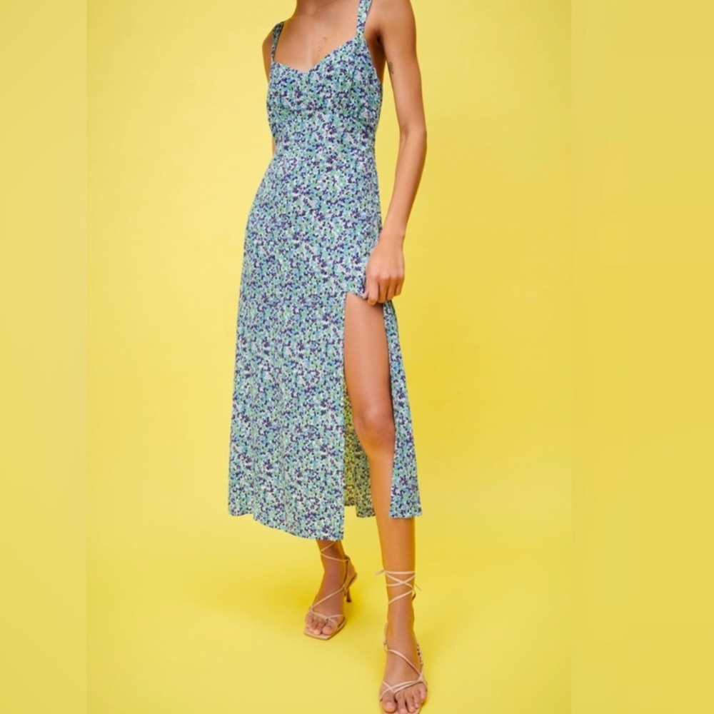 Zara Floral Blue Midi Dress